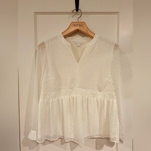 Charter Club Cream Textured Blouse